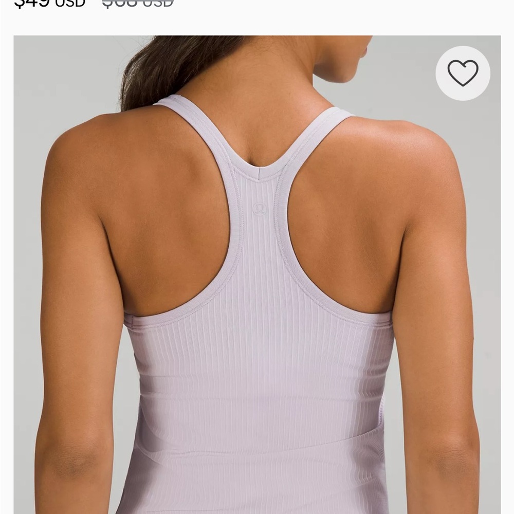 Lululemon Ebb to street Tank faint lavender
